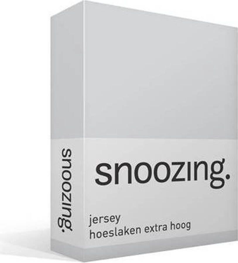 Snoozing Jersey Hoeslaken Extra Hoog 100% gebreide katoen 180x210 220 cm Grijs