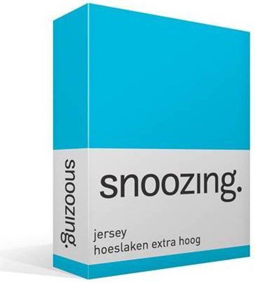 Snoozing Jersey Hoeslaken Extra Hoog 100% gebreide katoen 200x200 cm Turquoise