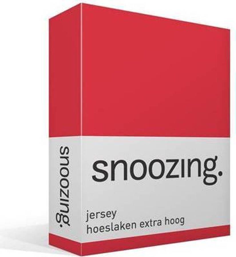 Snoozing Jersey Hoeslaken Extra Hoog 100% gebreide katoen 200x210 220 cm Rood