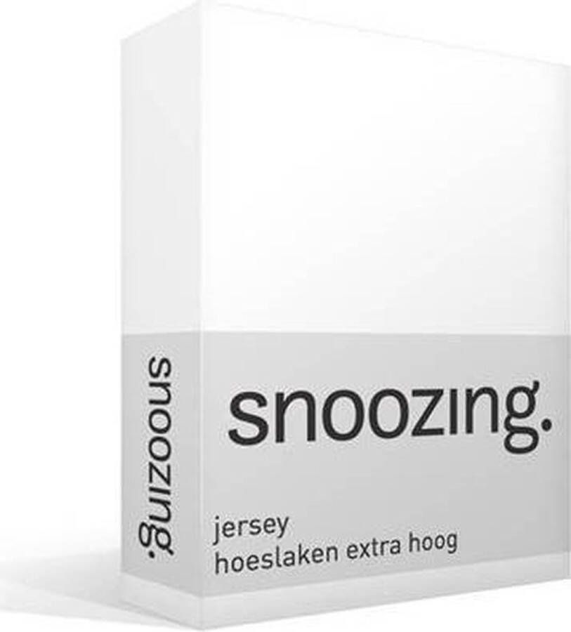 Snoozing Jersey Hoeslaken Extra Hoog 100% gebreide katoen 160x210 220 cm Wit