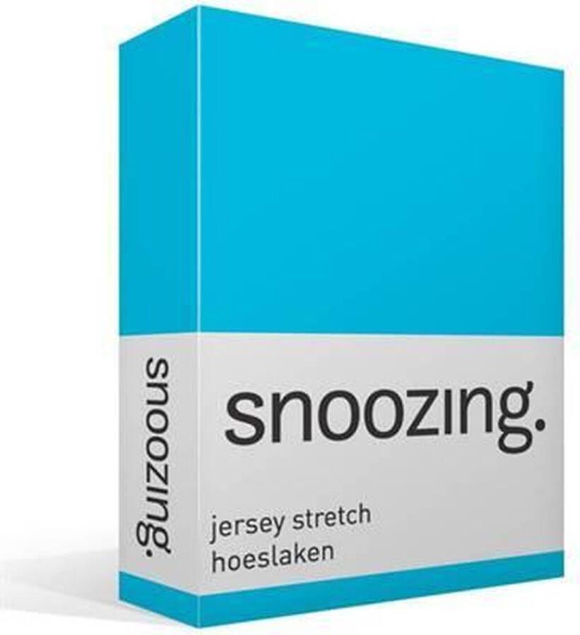 Snoozing Jersey Stretch Hoeslaken Eenpersoons 90 100x200 220 cm Turquoise