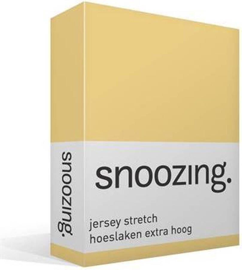 Snoozing Jersey Stretch Hoeslaken Extra Hoog Lits-jumeaux 160 180x200 220 cm Geel