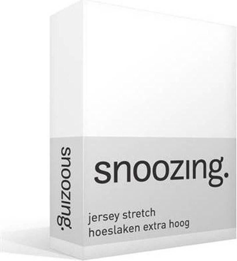 Snoozing Jersey Stretch Hoeslaken Extra Hoog Tweepersoons 120 130x200 220 cm Wit