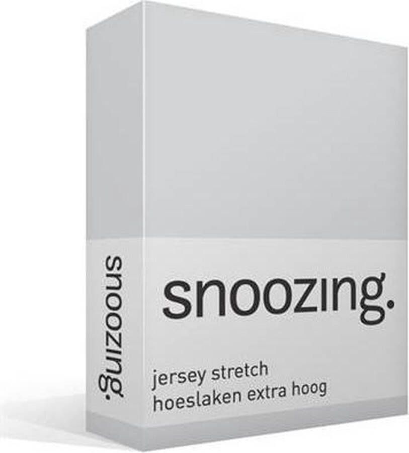 Snoozing Jersey Stretch Hoeslaken Extra Hoog Lits-jumeaux 160 180x200 220 cm Grijs