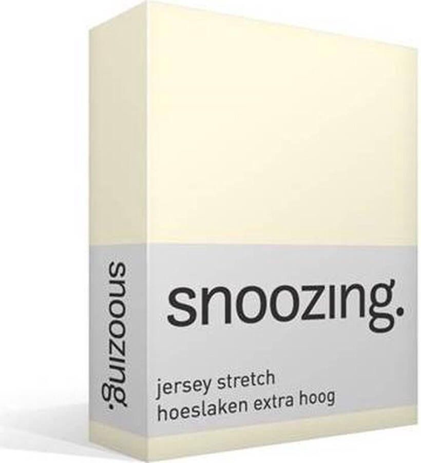Snoozing Jersey Stretch Hoeslaken Extra Hoog Tweepersoons 140 150x200 220 cm Ivoor