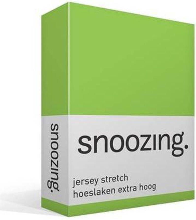 Snoozing Jersey Stretch Hoeslaken Extra Hoog Tweepersoons 120 130x200 220 cm Lime