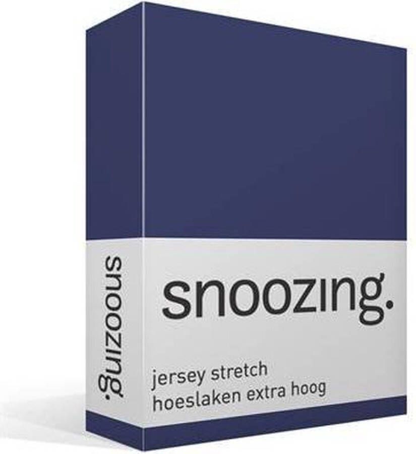 Snoozing Jersey Stretch Hoeslaken Extra Hoog Tweepersoons 120 130x200 220 cm Navy