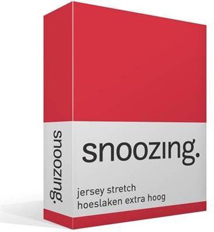 Snoozing Jersey Stretch Hoeslaken Extra Hoog Tweepersoons 120 130x200 220 cm Rood