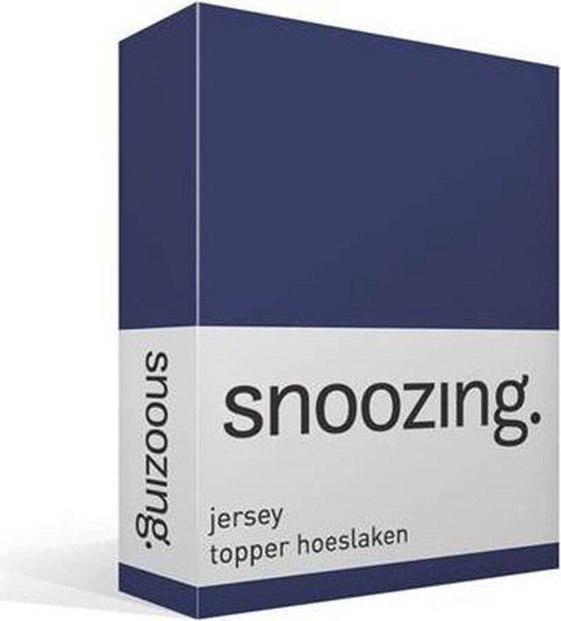 Snoozing Jersey Topper Hoeslaken 100% gebreide katoen 200x210 220 cm Navy
