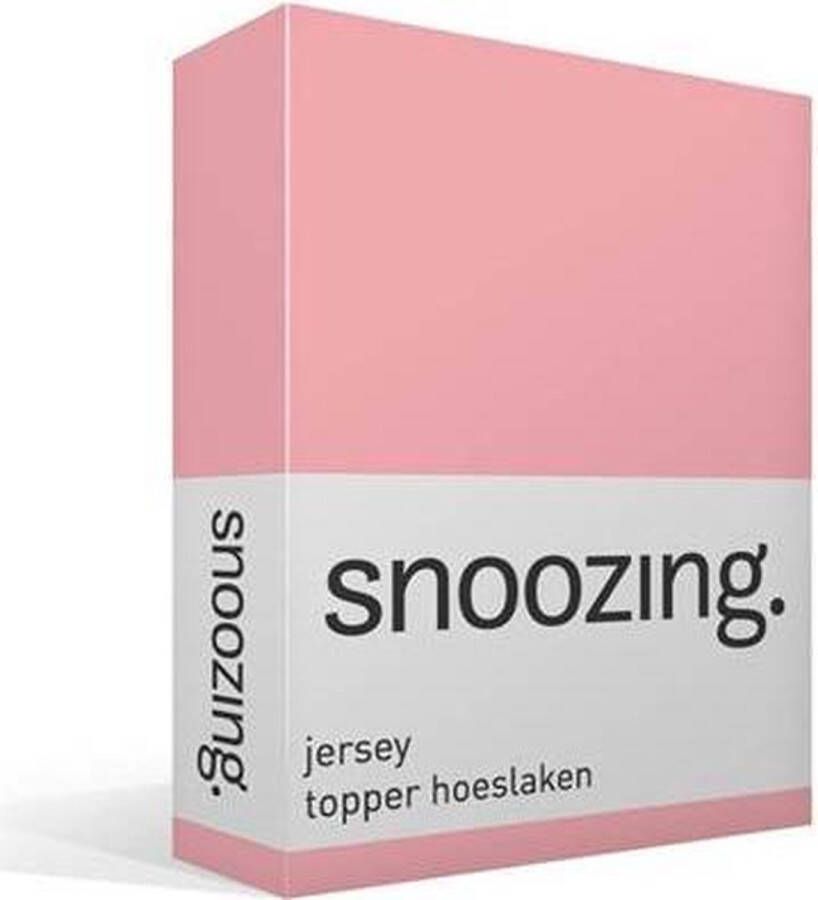 Snoozing Jersey Topper Hoeslaken 100% gebreide katoen 200x210 220 cm Roze