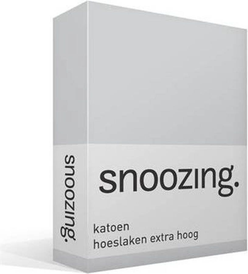 Snoozing Katoen Extra Hoog Hoeslaken Tweepersoons 140x220 cm Grijs