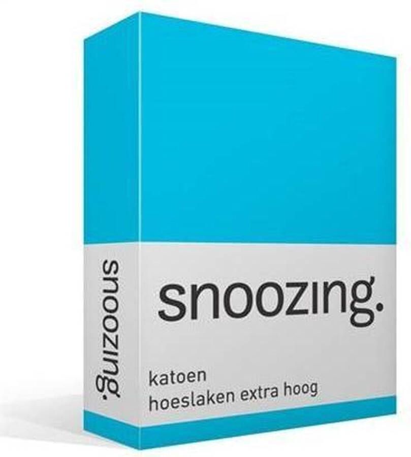 Snoozing Katoen Extra Hoog Hoeslaken Eenpersoons 70x200 cm Turquoise