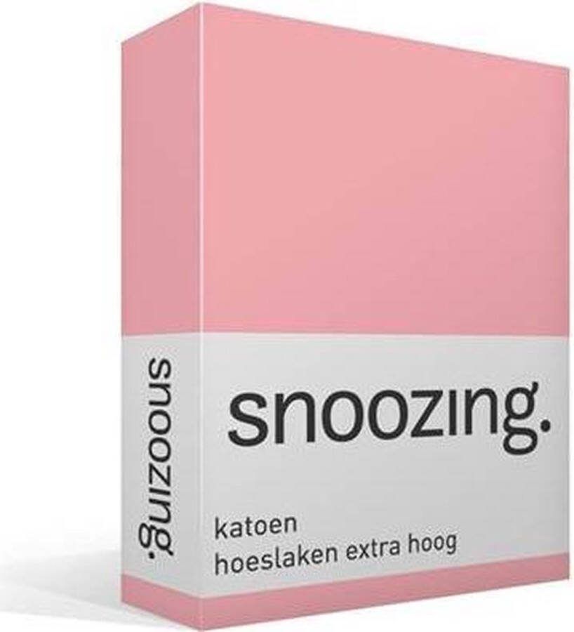 Snoozing Katoen Extra Hoog Hoeslaken Lits-jumeaux 200x200 cm Roze