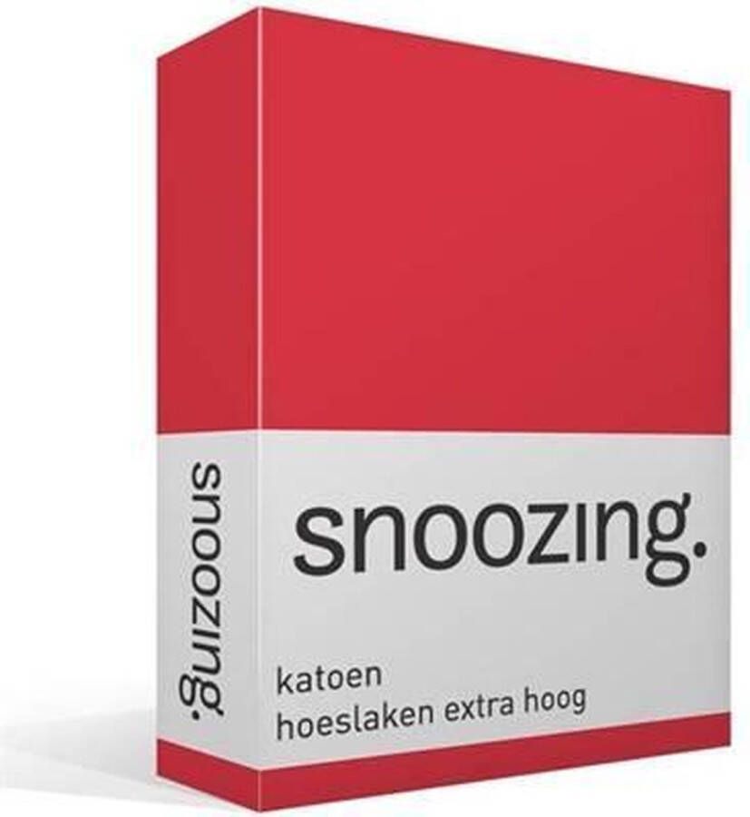 Snoozing Katoen Extra Hoog Hoeslaken Lits-jumeaux 200x200 cm Rood