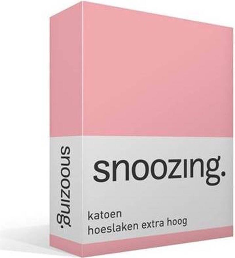 Snoozing Katoen Extra Hoog Hoeslaken Tweepersoons 140x200 cm Roze