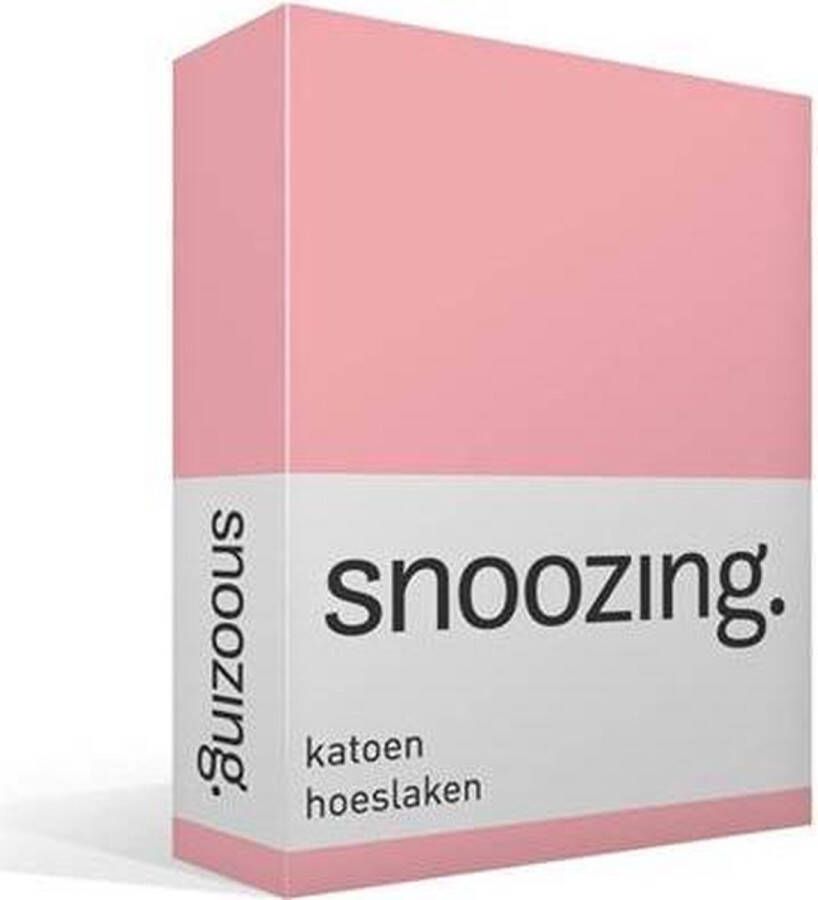 Snoozing Katoen Hoeslaken Lits-jumeaux 160x220 cm Roze