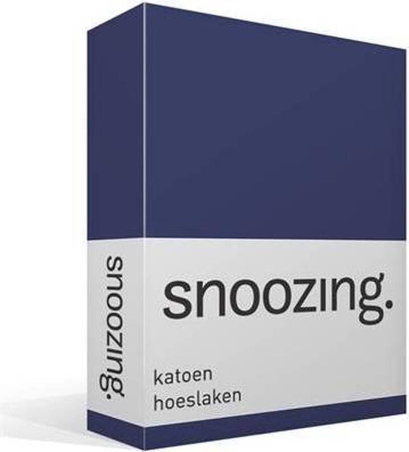 Snoozing Katoen Hoeslaken Lits-jumeaux 200x220 cm Navy