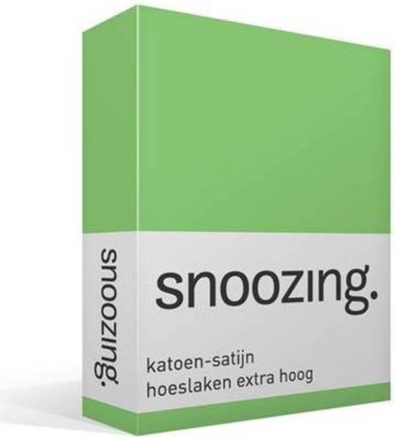 Snoozing Katoen-satijn Hoeslaken Lits-jumeaux Extra Hoog 160x210 cm Lime