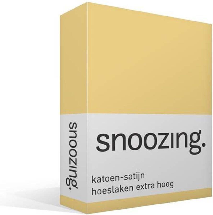 Snoozing Katoen-satijn Hoeslaken Lits-jumeaux Extra Hoog 180x210 cm Geel