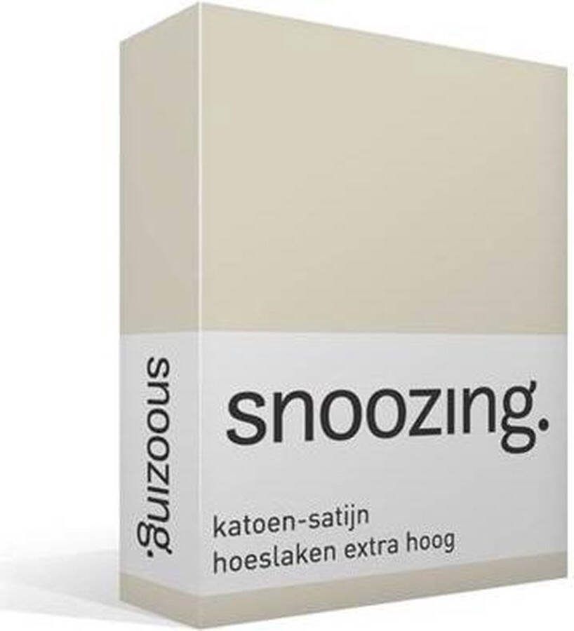 Snoozing Katoen-satijn Hoeslaken Extra Hoog Tweepersoons 120x200 cm Ivoor
