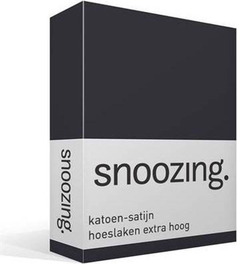 Snoozing Katoen-satijn Hoeslaken Extra Hoog Lits-jumeaux 180x210 cm Antraciet