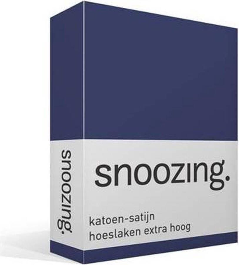 Snoozing Katoen-satijn Hoeslaken Extra Hoog Lits-jumeaux 180x220 cm Navy