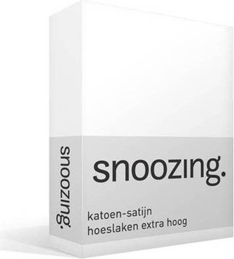 Snoozing Katoen-satijn Hoeslaken Extra Hoog Tweepersoons 140x200 cm Wit