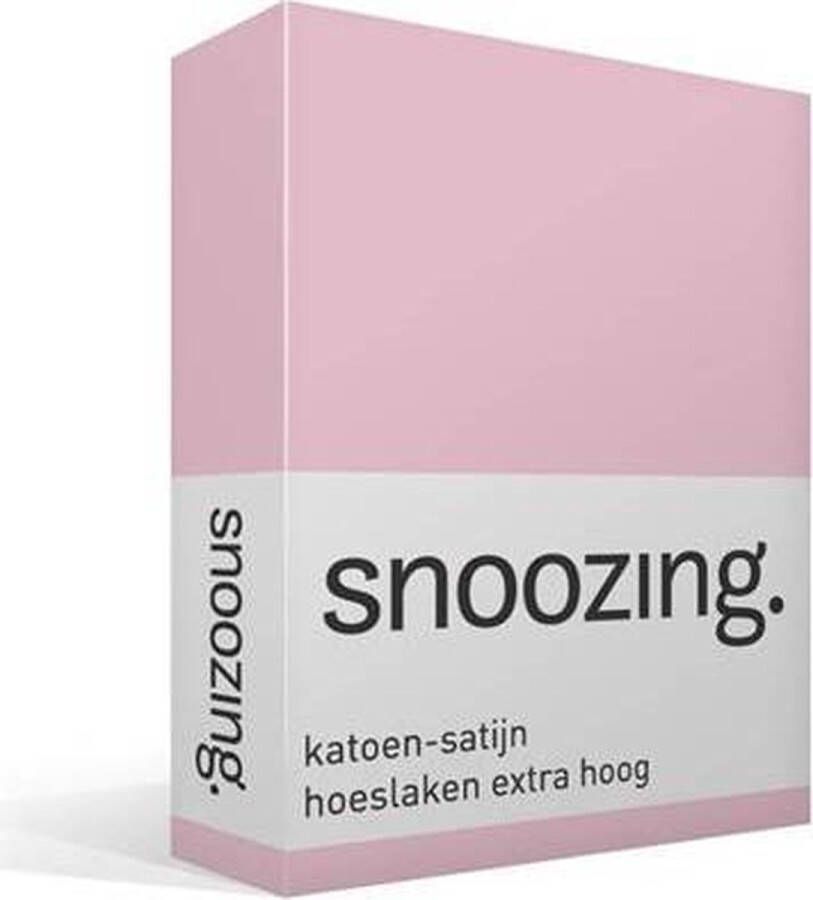 Snoozing Katoen-satijn Hoeslaken Extra Hoog Tweepersoons 120x220 cm Roze