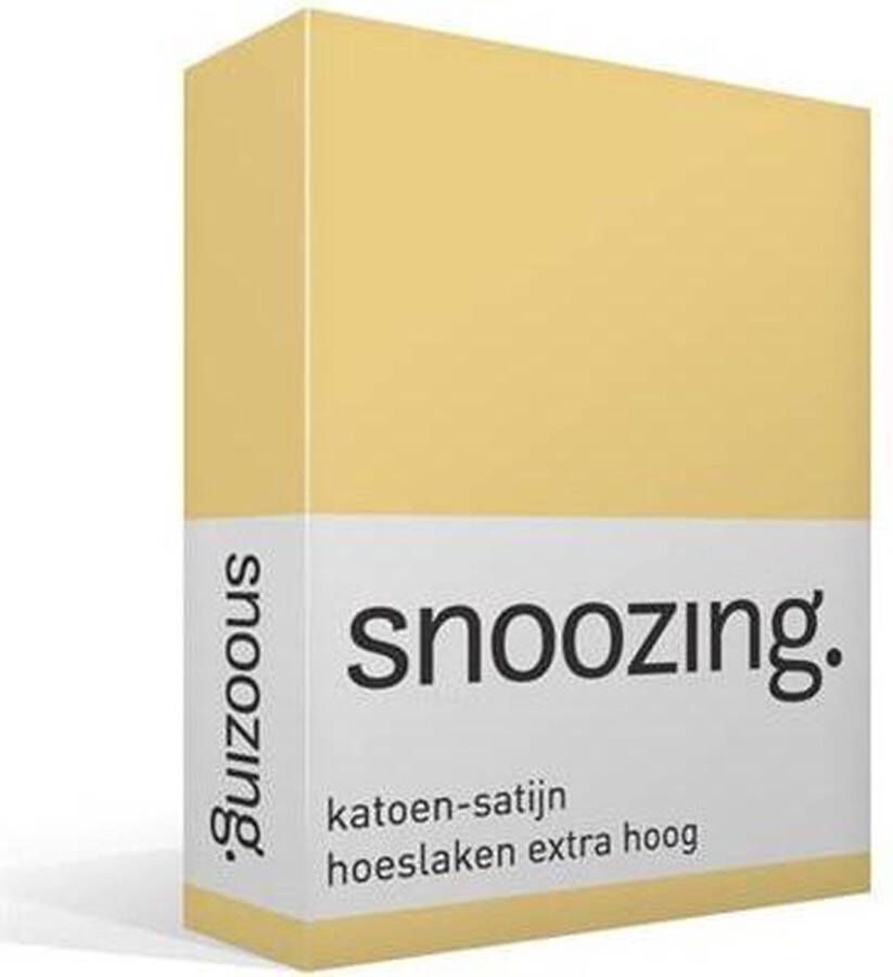 Snoozing Katoen-satijn Hoeslaken Extra Hoog Tweepersoons 150x200 cm Geel