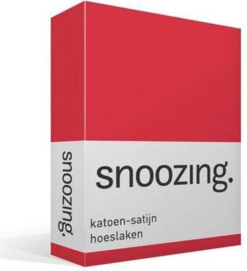 Snoozing Katoen-satijn Hoeslaken Lits-jumeaux 160x200 cm Rood