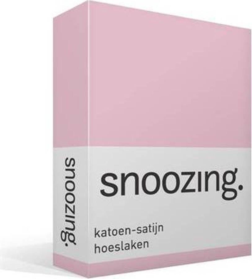 Snoozing Katoen-satijn Hoeslaken Lits-jumeaux 160x200 cm Roze