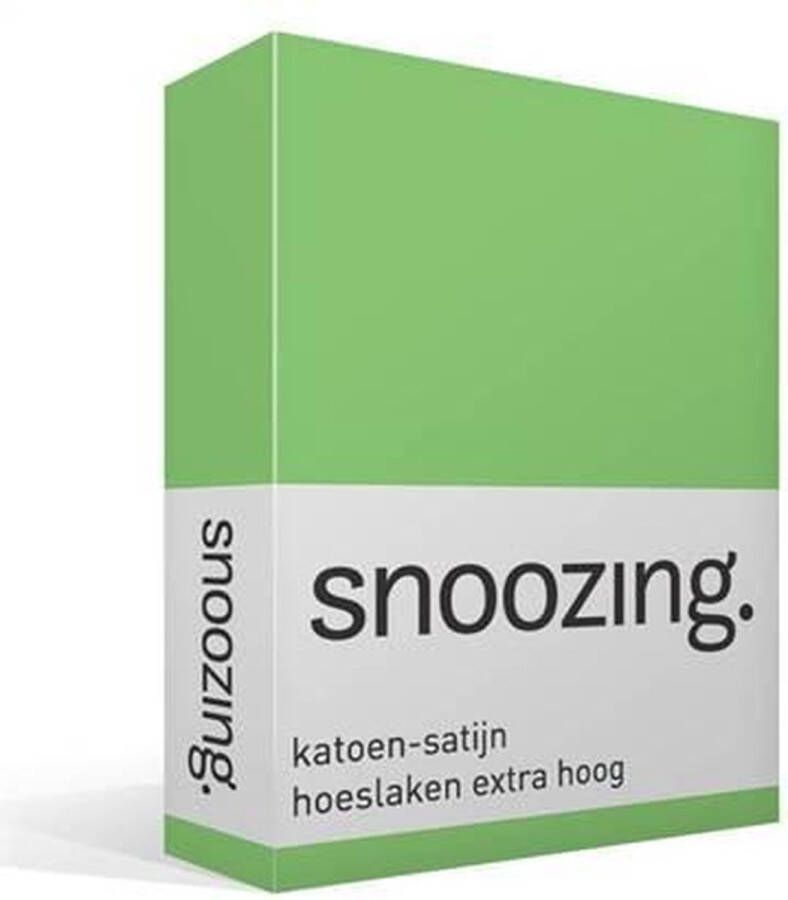 Snoozing Katoen-satijn Hoeslaken Lits-jumeaux Extra Hoog 160x210 cm Lime