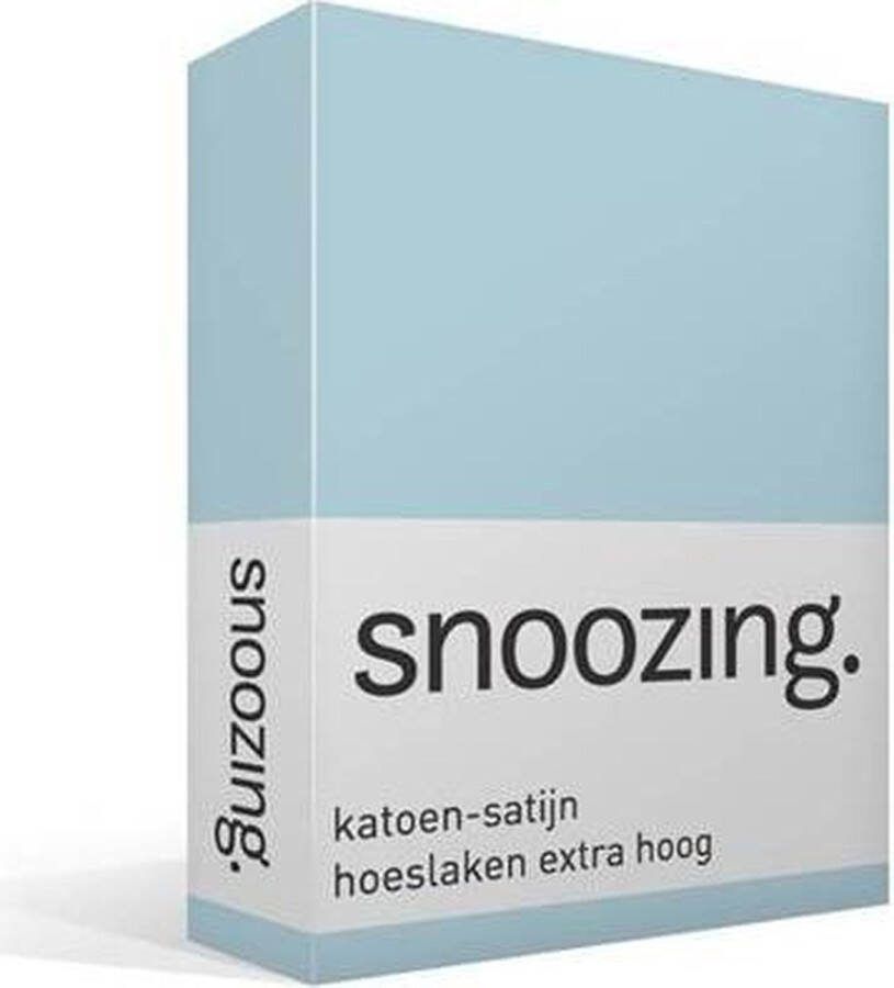 Snoozing Katoen-satijn Hoeslaken Extra Hoog Tweepersoons 120x200 cm Hemel