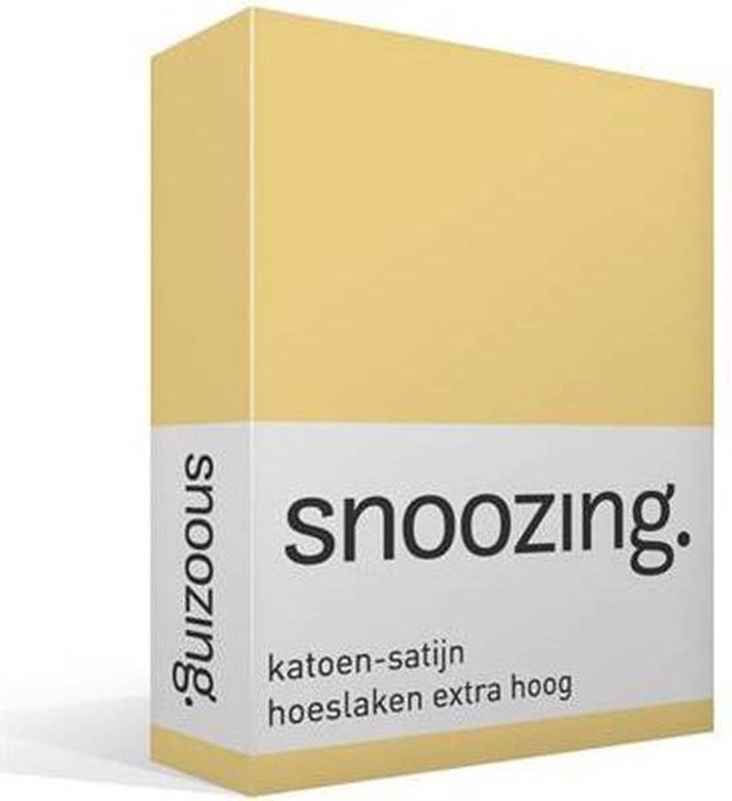 Snoozing Katoen-satijn Hoeslaken Lits-jumeaux Extra Hoog 180x210 cm Geel
