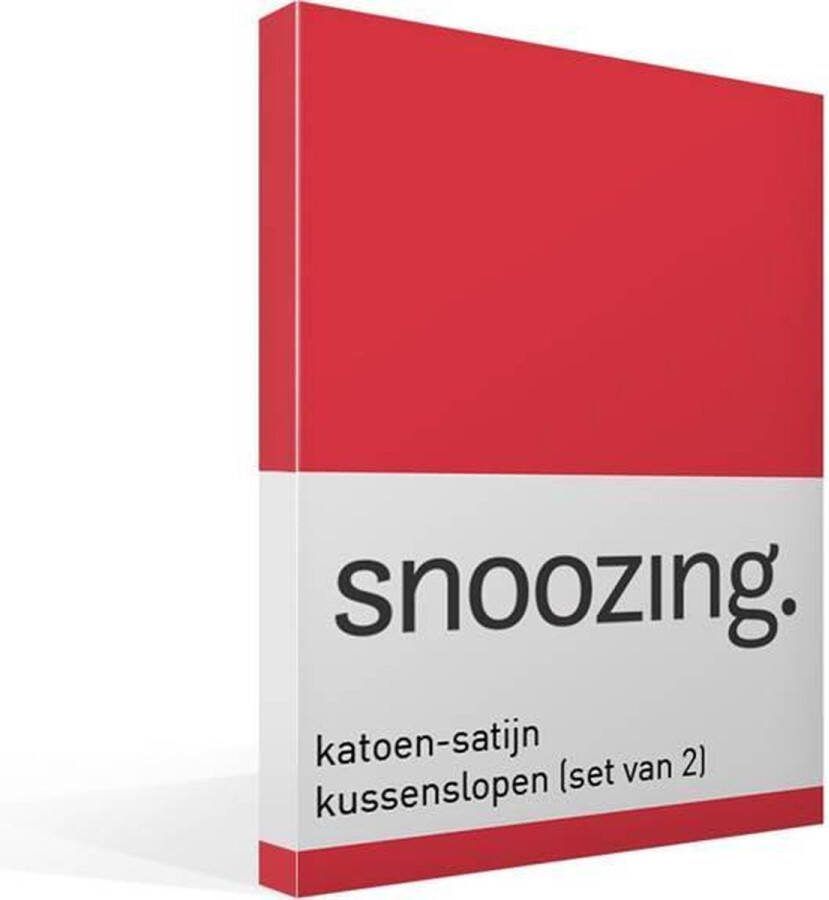 Snoozing Katoen-satijn Kussenslopen Set van 2 40x60 cm Rood