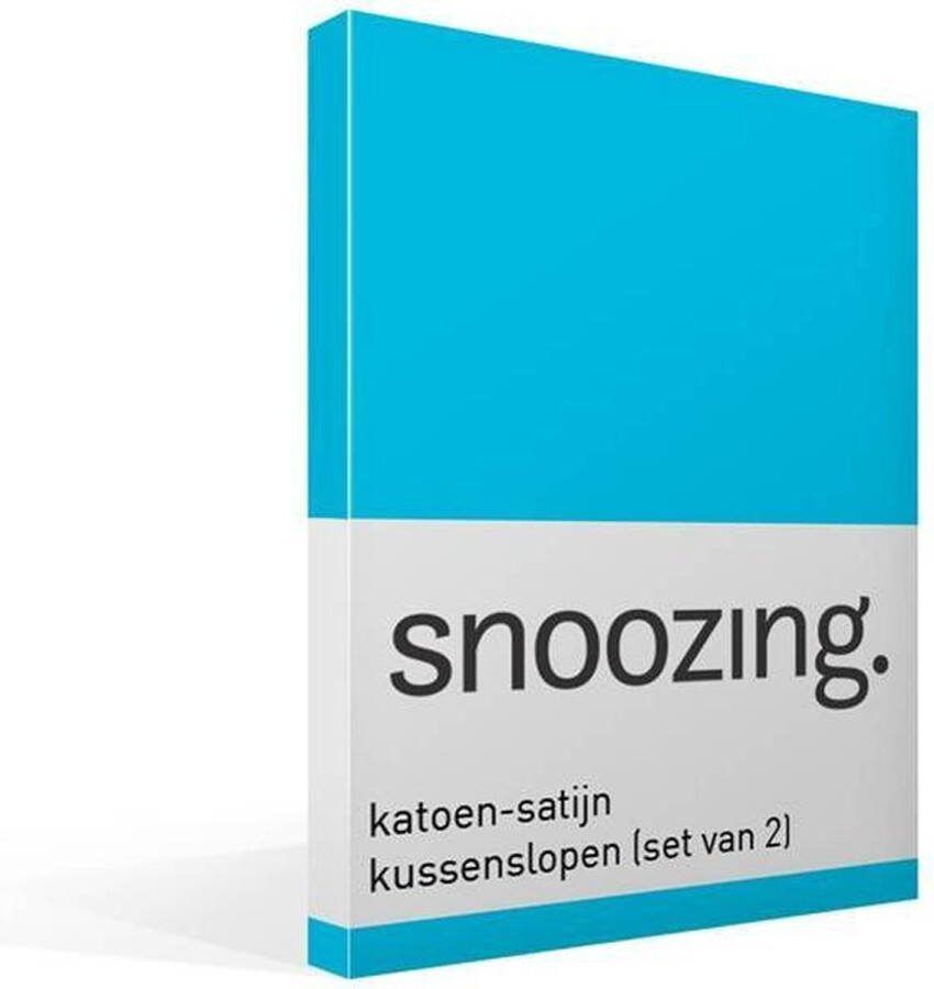 Snoozing Katoen-satijn Kussenslopen Set van 2 50x70 cm Turquoise