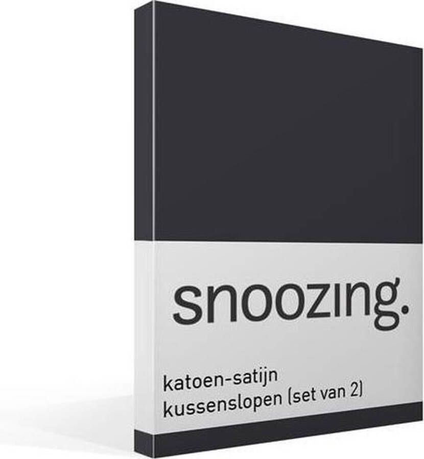 Snoozing Katoen-satijn Kussenslopen Set van 2 60x70 cm Antraciet