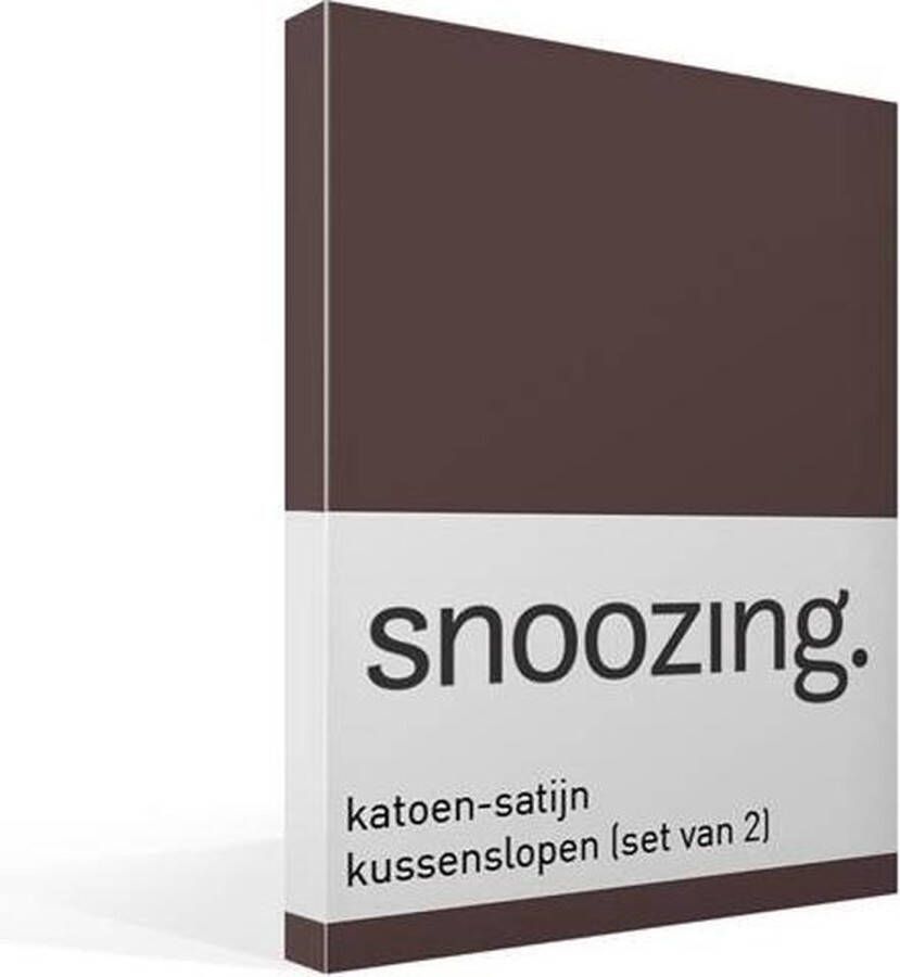 Snoozing Katoen-satijn Kussenslopen Set van 2 60x70 cm Bruin