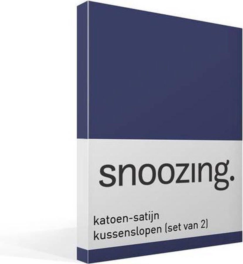 Snoozing Katoen-satijn Kussenslopen Set van 2 60x70 cm Navy