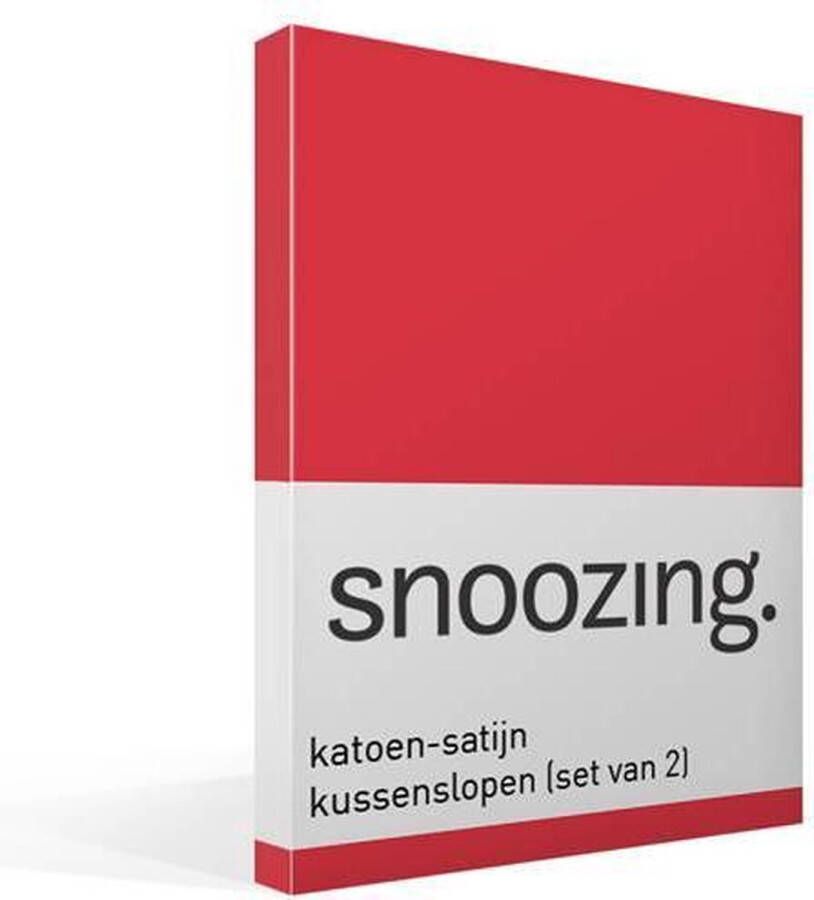 Snoozing Katoen-satijn Kussenslopen Set van 2 60x70 cm Rood
