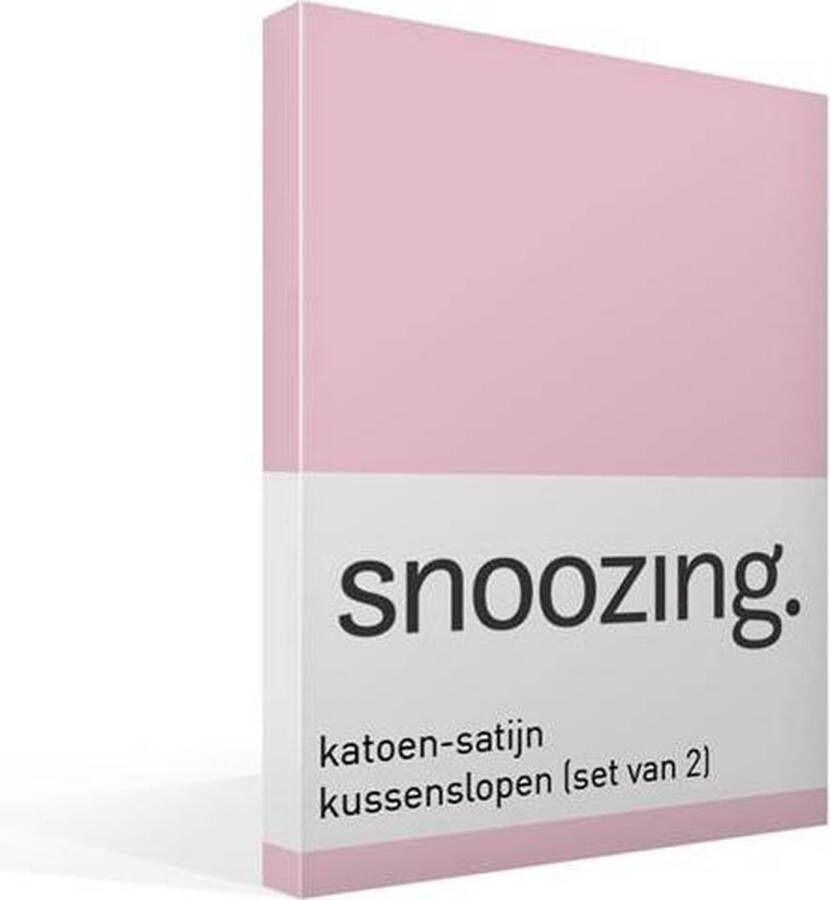 Snoozing Katoen-satijn Kussenslopen Set van 2 60x70 cm Roze