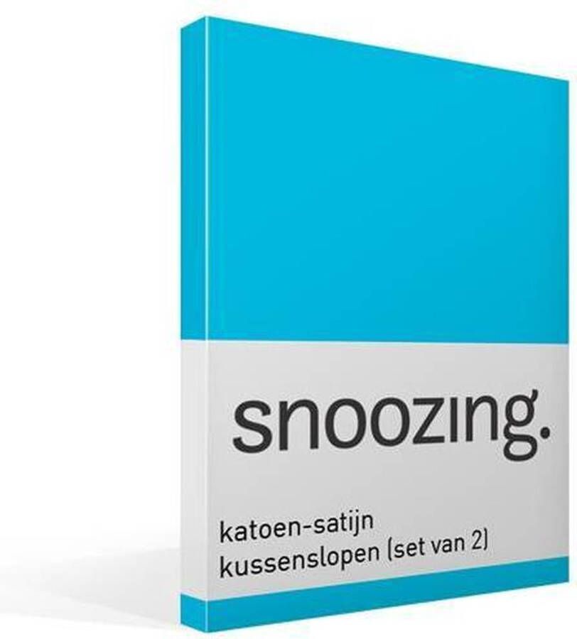 Snoozing Katoen-satijn Kussenslopen Set van 2 60x70 cm Turquoise
