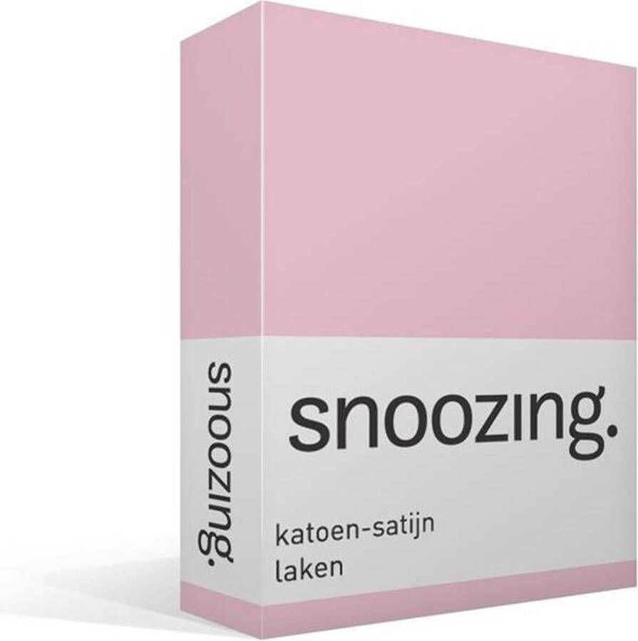 Snoozing Katoen-satijn Laken Lits-jumeaux 240x260 cm Roze