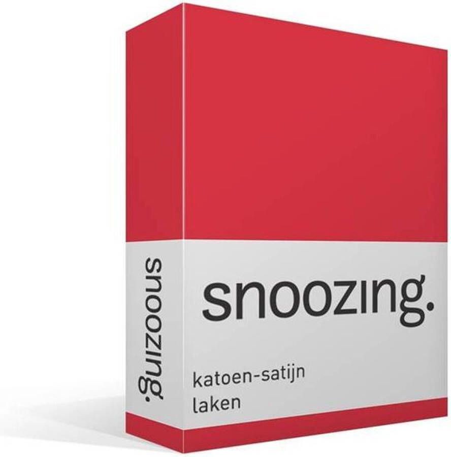 Snoozing Katoen-satijn Laken Tweepersoons 200x260 cm Rood