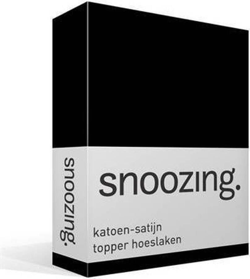 Snoozing Katoen-satijn Topper Hoeslaken Tweepersoons 120x220 cm Zwart