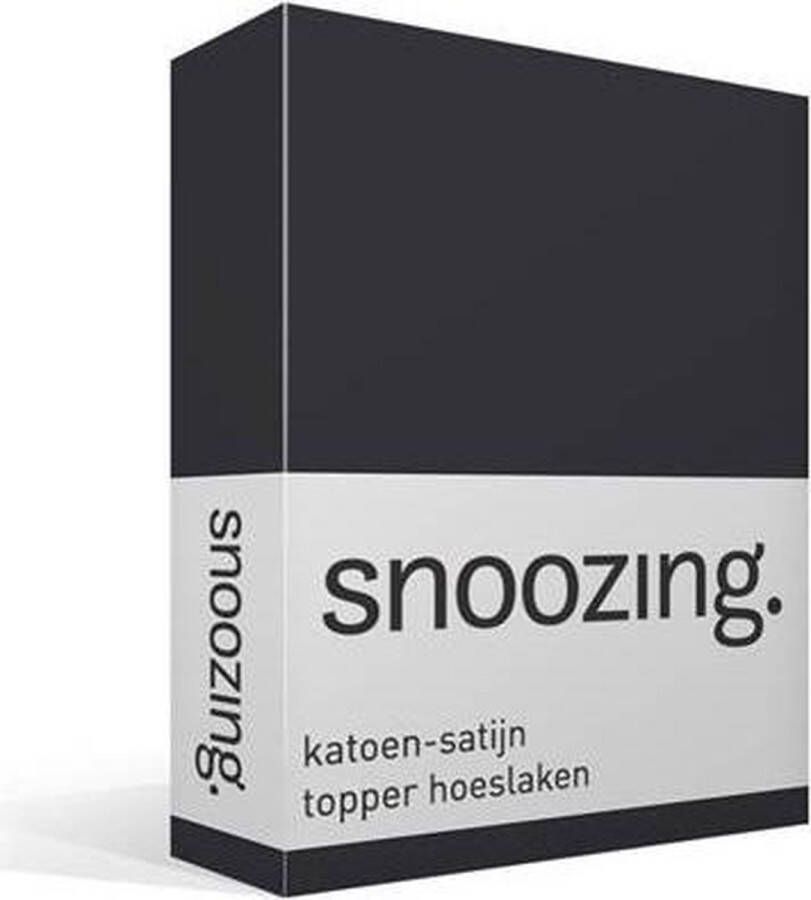 Snoozing Katoen-satijn Topper Hoeslaken Tweepersoons 140x220 cm Antraciet
