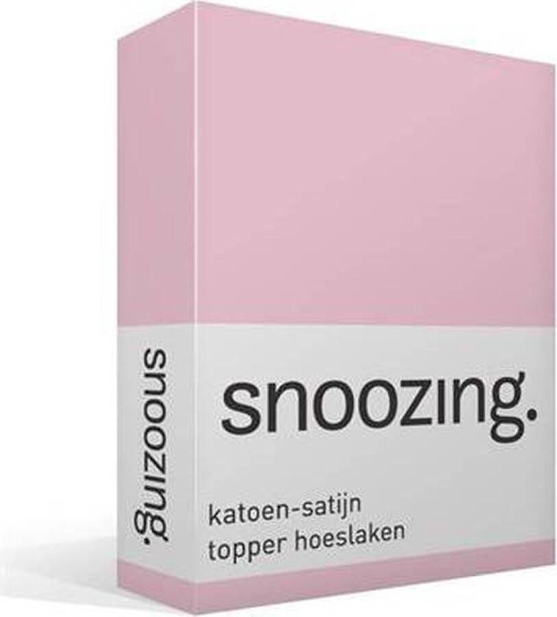 Snoozing Katoen-satijn Topper Hoeslaken Lits-jumeaux 180x220 cm Roze