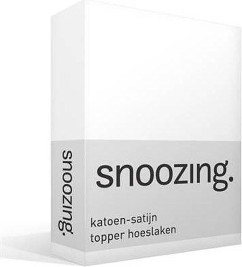 Snoozing Katoen-satijn Topper Hoeslaken Lits-jumeaux 180x220 cm Wit