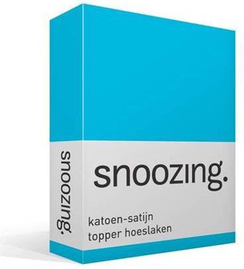 Snoozing Katoen-satijn Topper Hoeslaken Tweepersoons 150x200 cm Turquoise