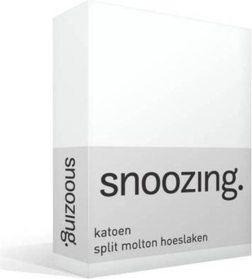 Snoozing Katoen Split Molton Hoeslaken Lits-jumeaux 180x210 220 cm Wit